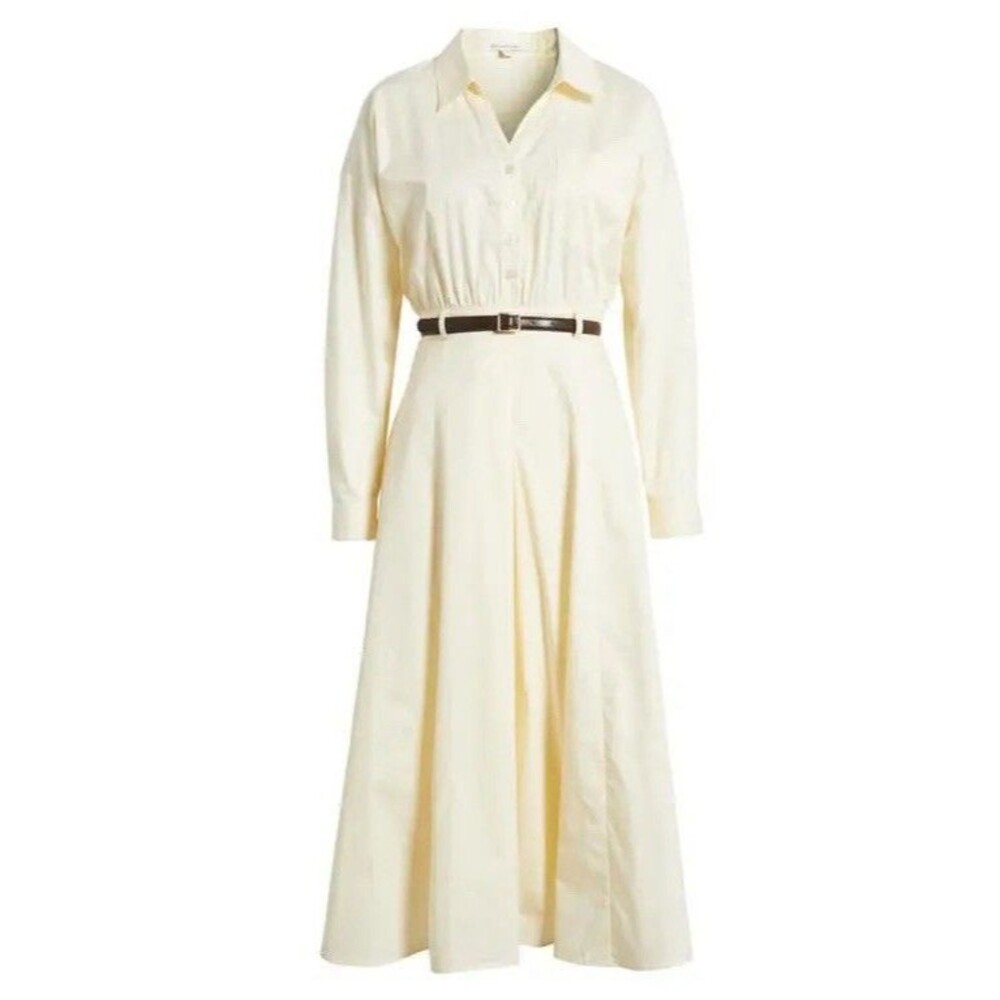 Zoe And Claire Dress Size Small Midi Long Sleeve Belted Shirtdress NWT Yellow